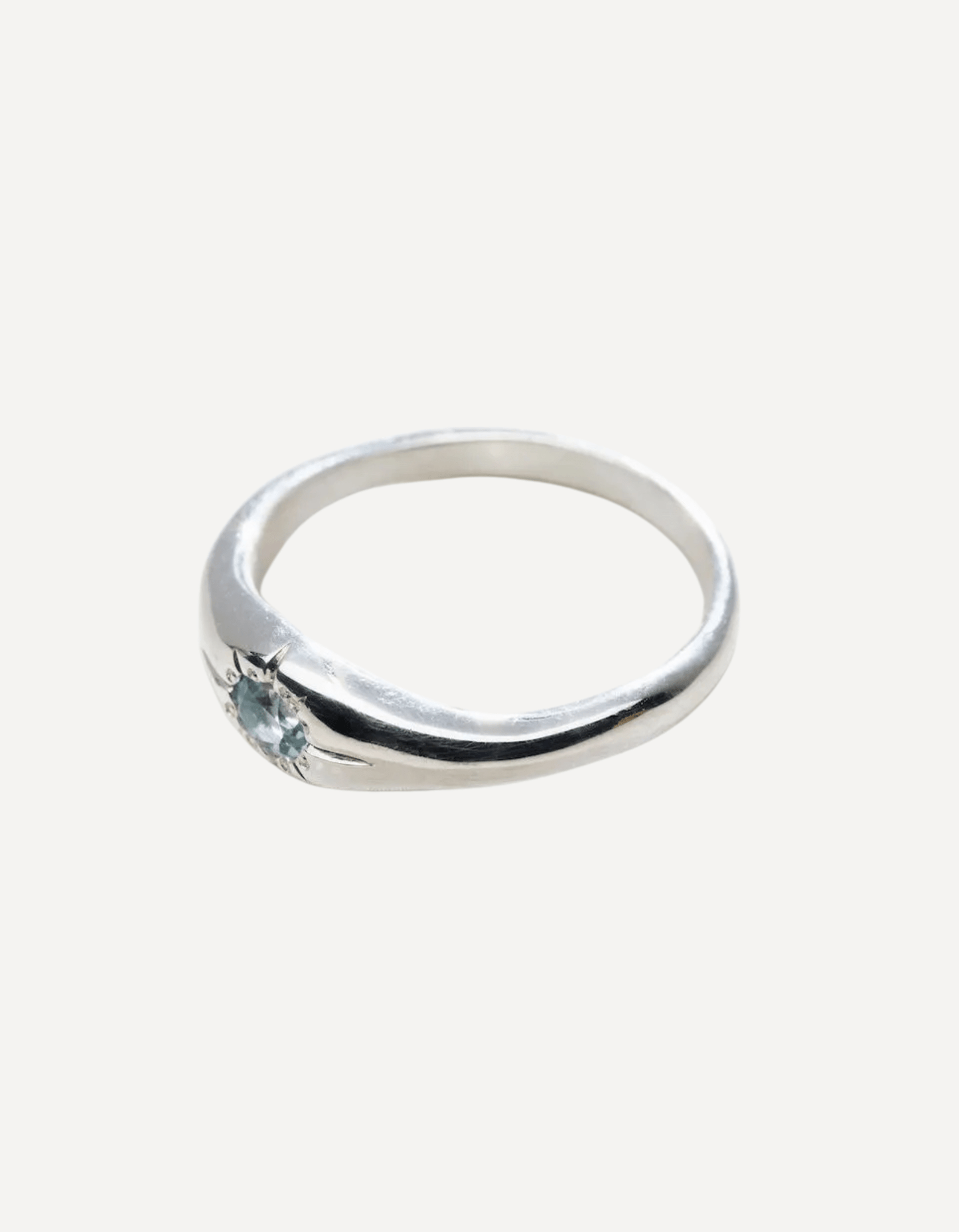 Aquamarine Mini Dew Drop Ring, Silver - Naomi Lewis - Beside The Wave