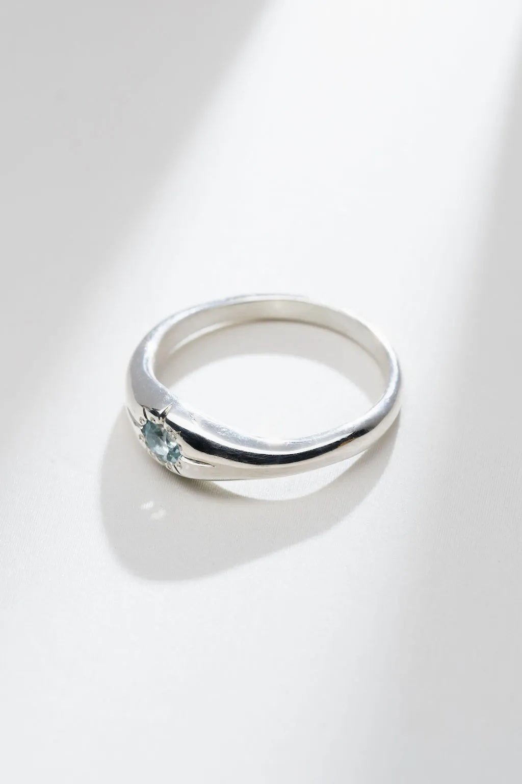 Aquamarine Mini Dew Drop Ring, Silver - Naomi Lewis - Beside The Wave