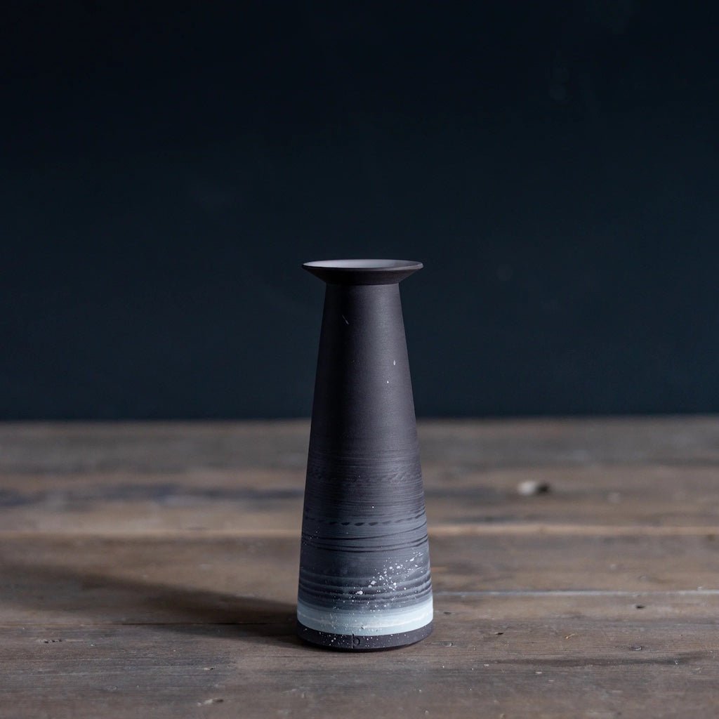Black Porcelain Budvase with Flared Neck - Steve Smith - Beside The Wave