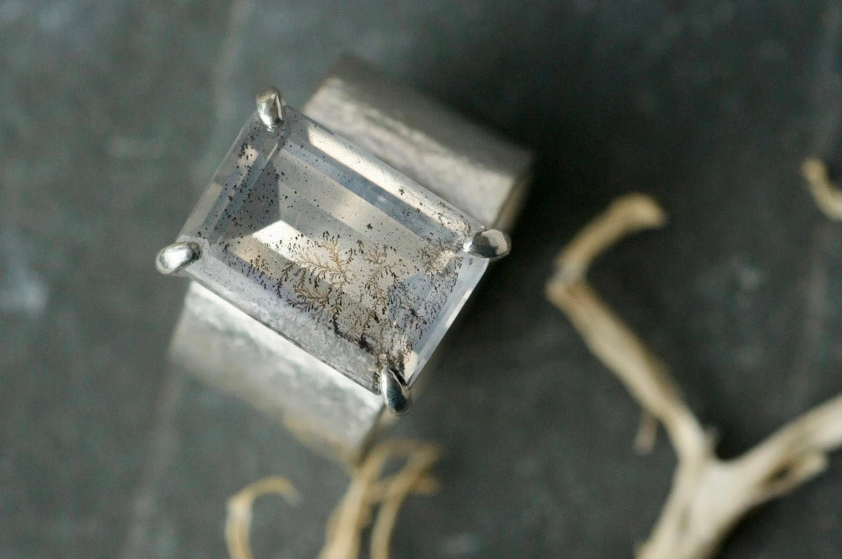 Chunky Silver Ring with Dendritic Quartz-Lucy Spink-Beside The Wave
