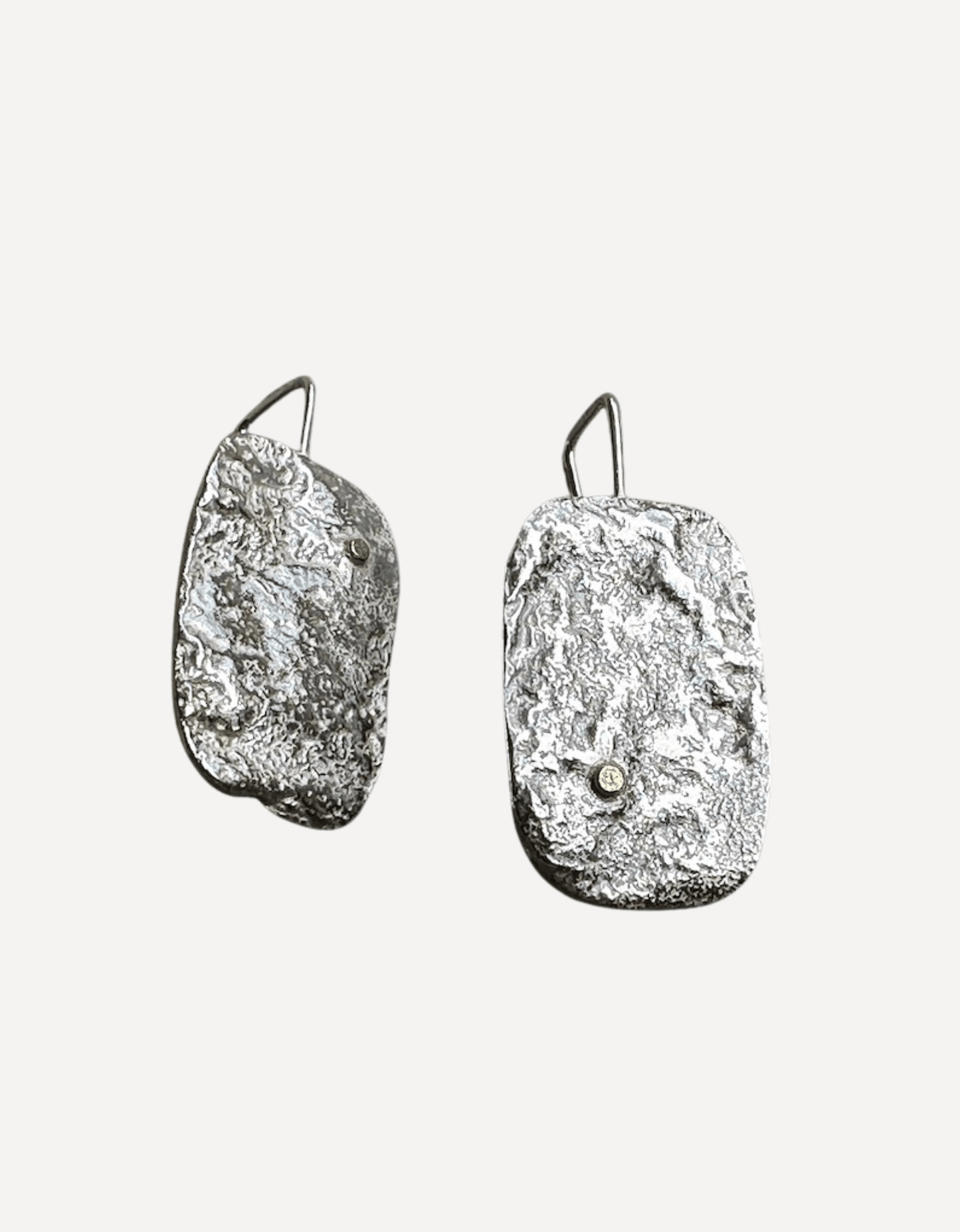 Chunky Silver Square Earings with Gold Dot - Lucy Spink - Beside The Wave