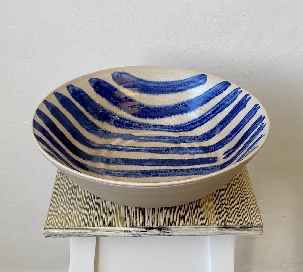 Cobalt Stripe Fruit Bowl - Emily Tapp - Beside The Wave