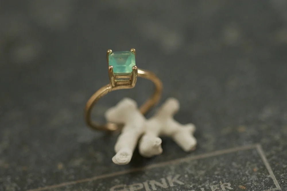 Cushion cut Peruvian blue opal ring - Lucy Spink - Beside The Wave