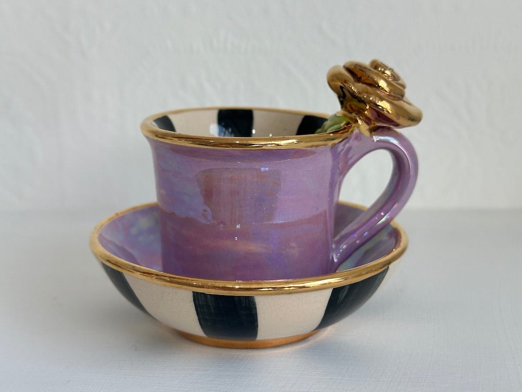 Dami Tasse with Rose & Saucer, Purple - Mary - Rose Young - Beside The Wave