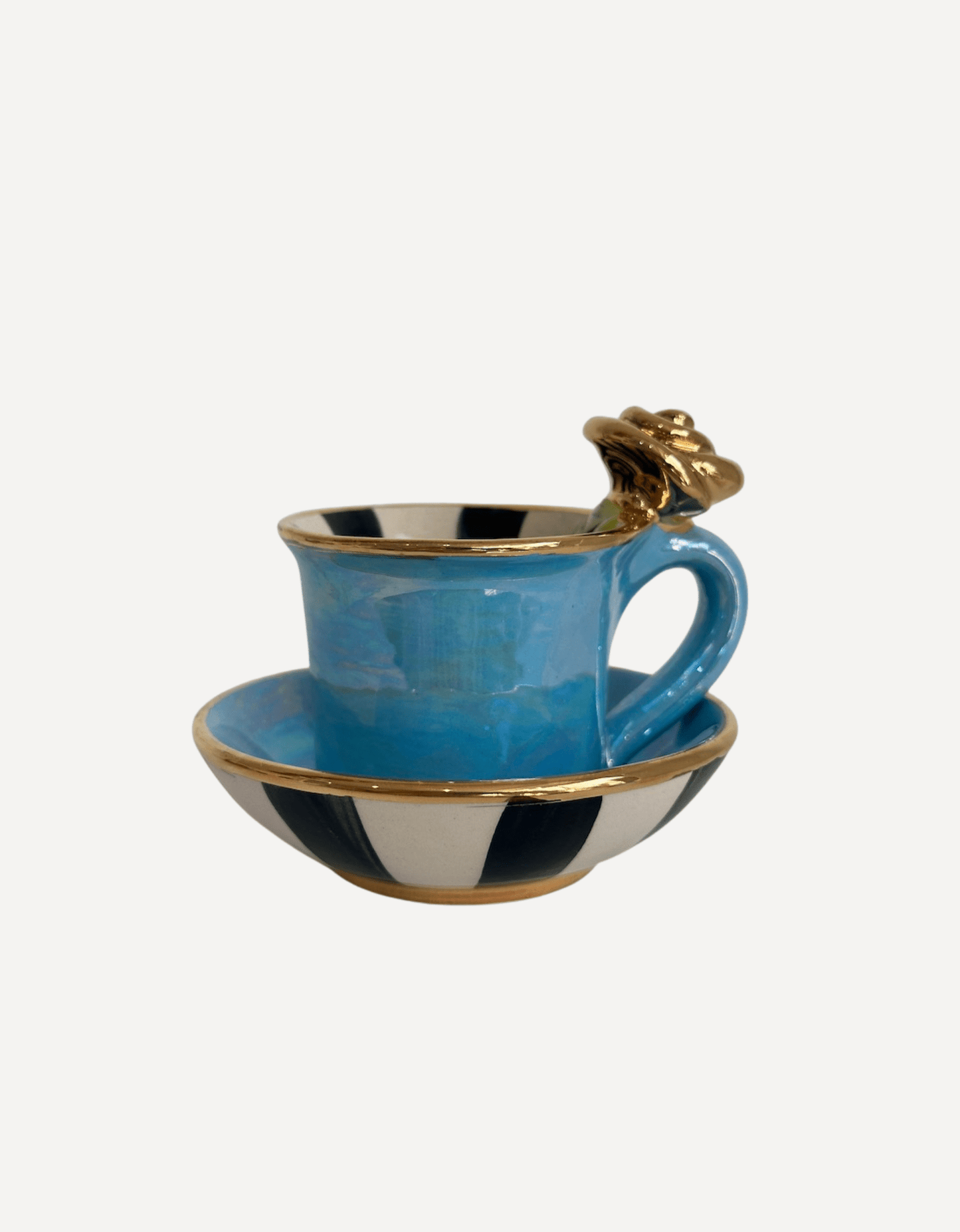 Demi Tasse with Rose & Saucer, Blue - Mary - Rose Young - Beside The Wave