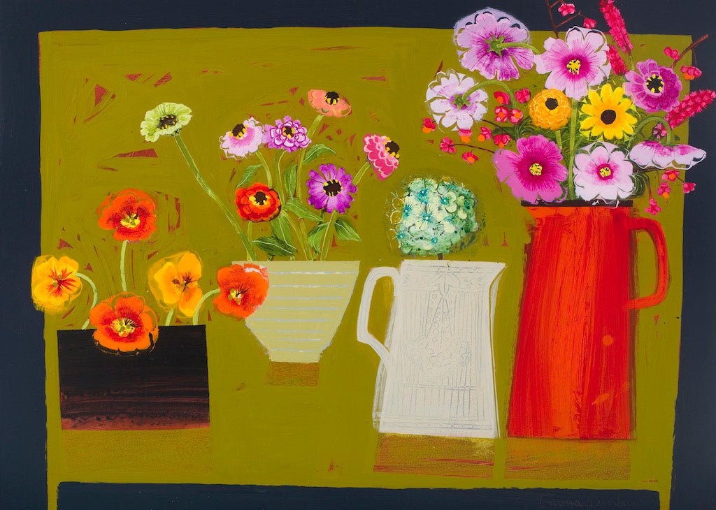Four Vases of Joyous Flowers - Emma Dunbar - Beside The Wave