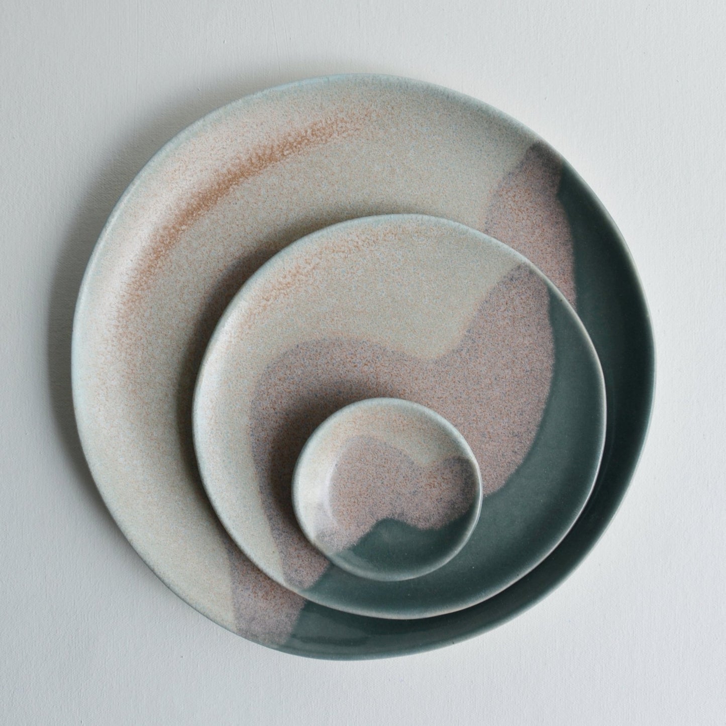 Glacier Plates Set, Blush Green - Lucia Fraser - Beside The Wave