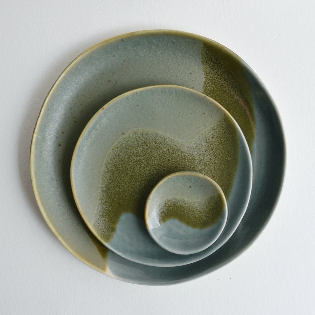 Glacier Plates Set, Forest Green - Lucia Fraser - Beside The Wave
