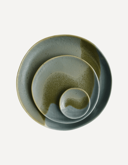 Glacier Plates Set, Forest Green - Lucia Fraser - Beside The Wave