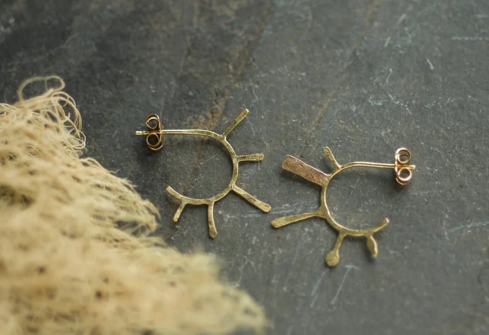 Gold plated lichen mini hoops - Lucy Spink - Beside The Wave