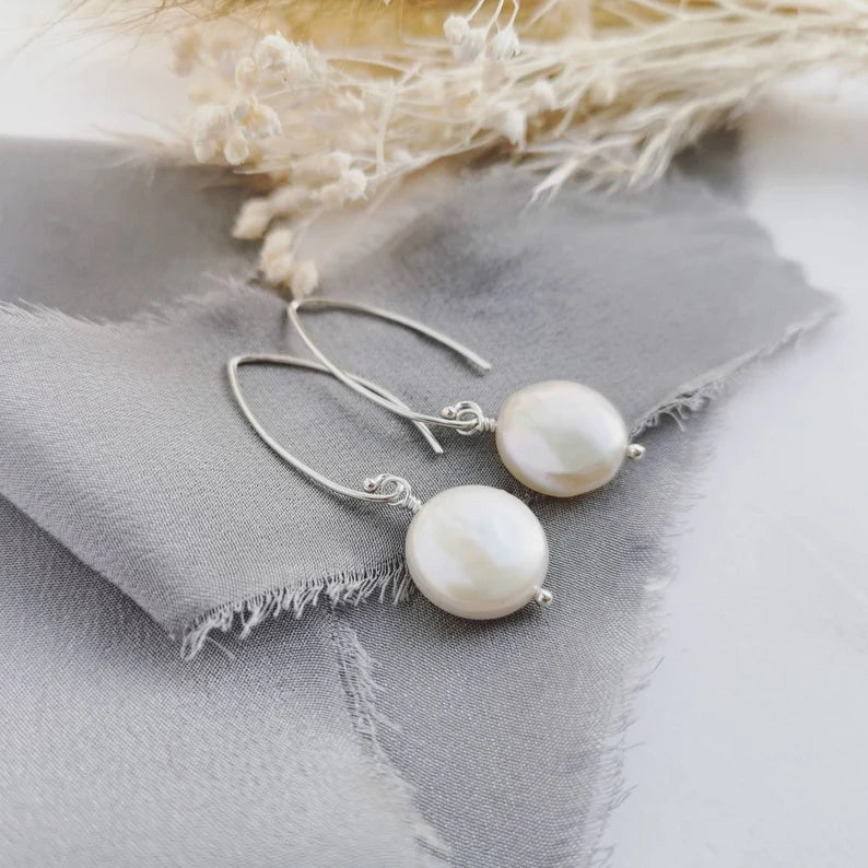 Ivory Coin Pearl Earrings - Cat Birch - Beside The Wave