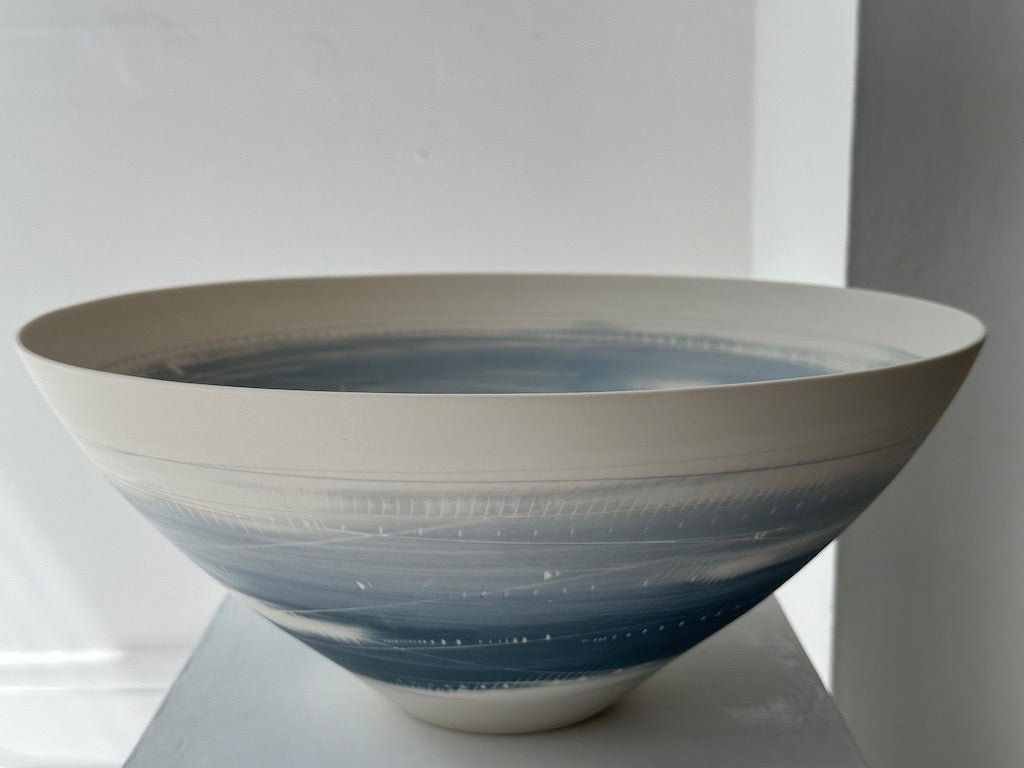 Large Round Bowl, Two Blues - Ali Tomlin - Beside The Wave