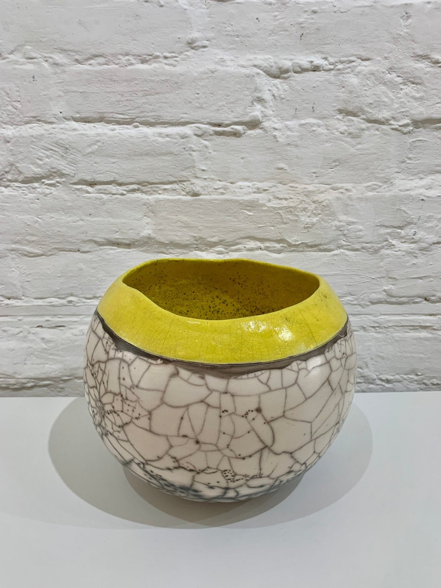 Large Round Yellow Sea & Cliffs Pot - Catherine Lucktaylor - Beside The Wave
