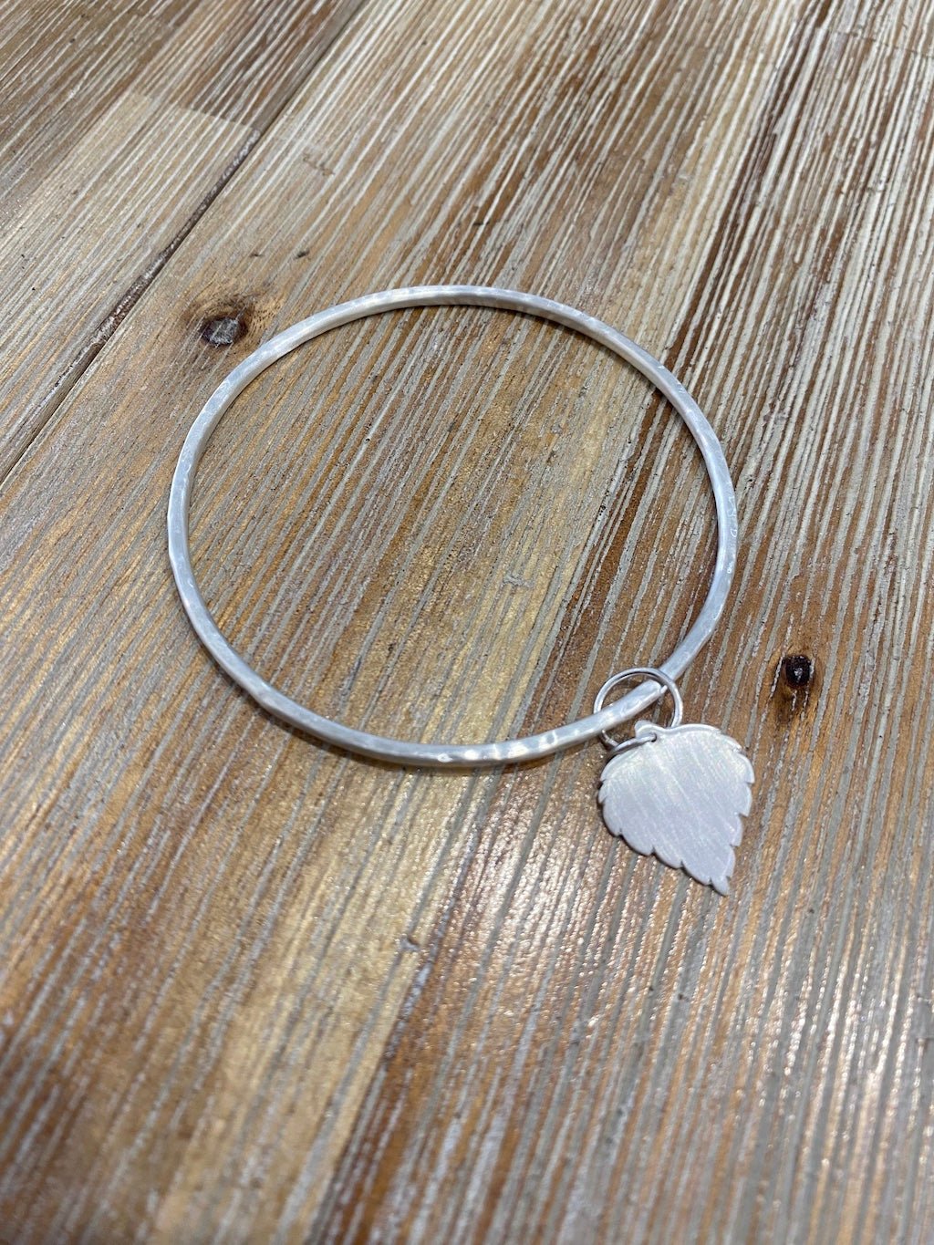Silver Birch Leaf Bangle (Small) - Cat Birch - Beside The Wave