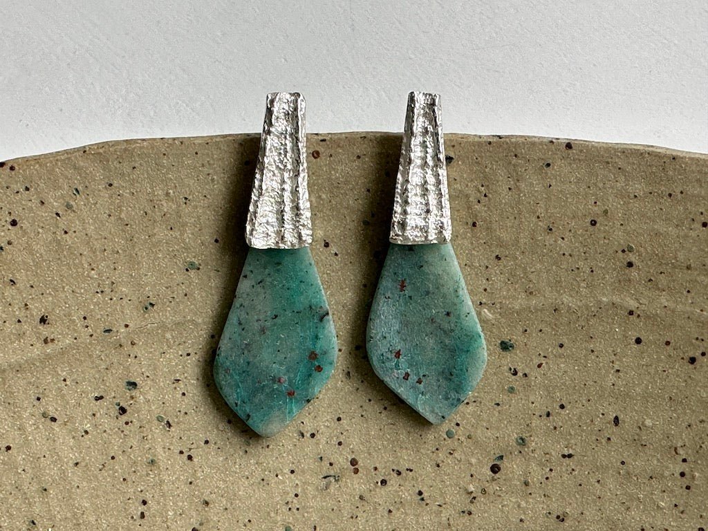Slice of Chrysoprase Earrings - Lucy Spink - Beside The Wave