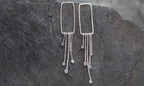 Synthesis Open Rectangle Earrings-Lucy Spink-Beside The Wave