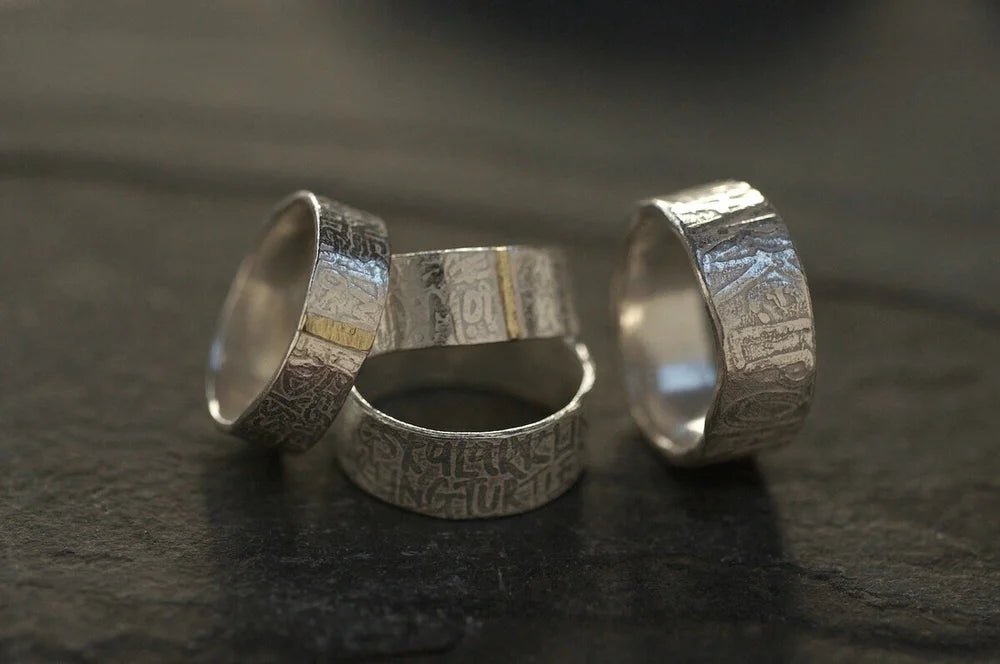 Talsman ring gold bar with 'wild flowers' - Lucy Spink - Beside The Wave