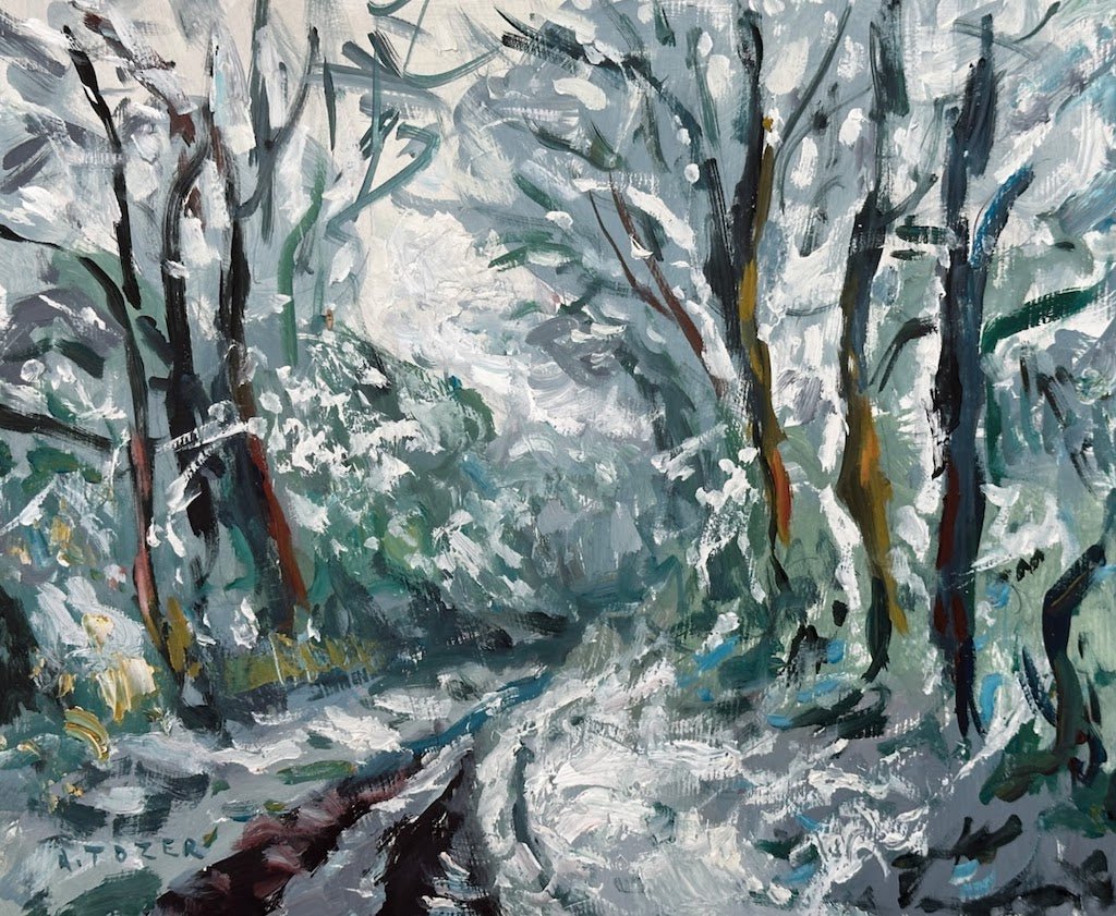 A Snowy Day Under Cornish Trees - Andrew Tozer - Beside The Wave
