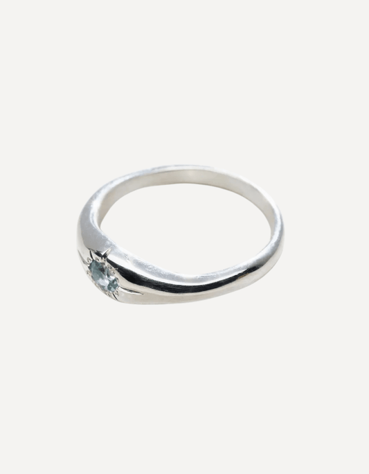 Aquamarine Mini Dew Drop Ring, Silver - Naomi Lewis - Beside The Wave