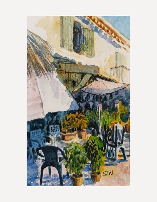 Cafe in the Sun - Sarah Wimperis - Beside The Wave