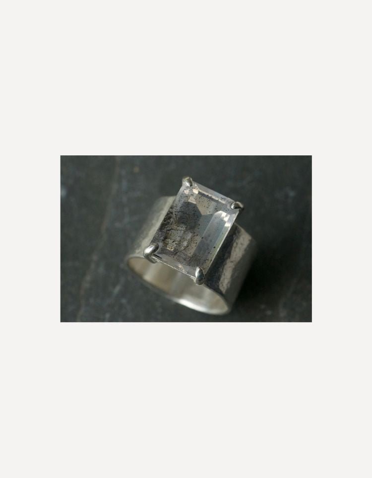 Chunky Silver Ring with Dendritic Quartz-Lucy Spink-Beside The Wave