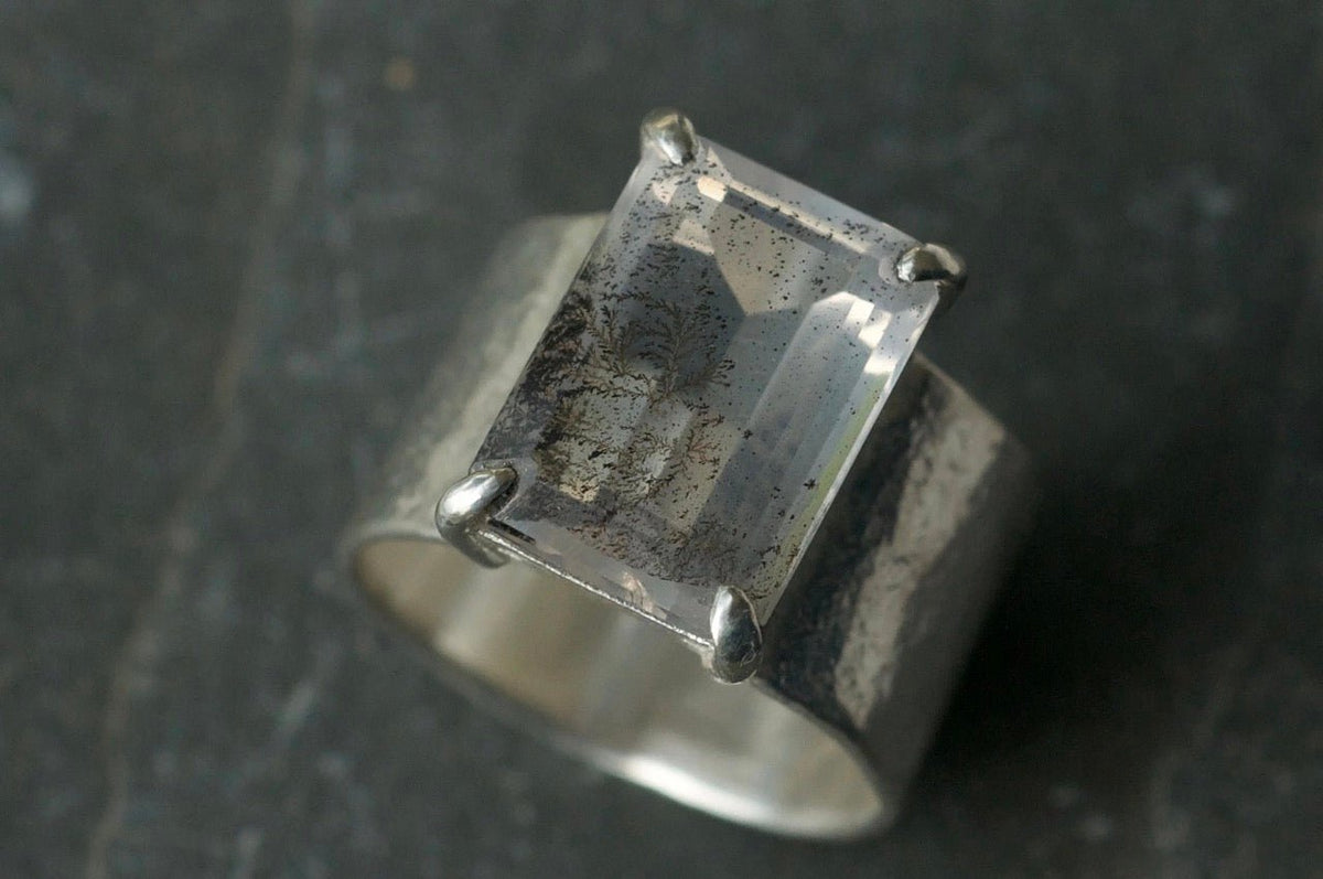 Chunky Silver Ring with Dendritic Quartz-Lucy Spink-Beside The Wave