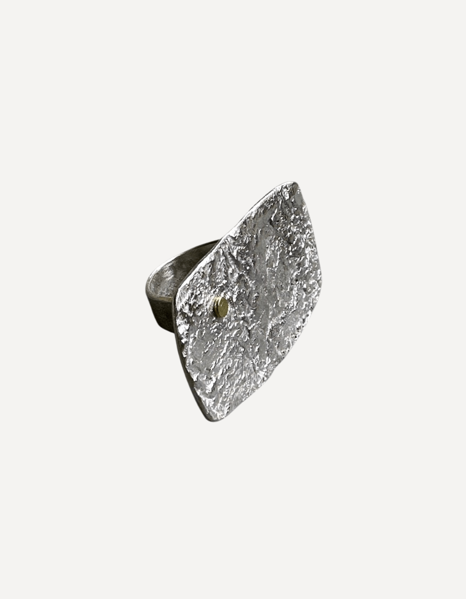 Chunky Silver Square Ring with Gold Dot - Lucy Spink - Beside The Wave