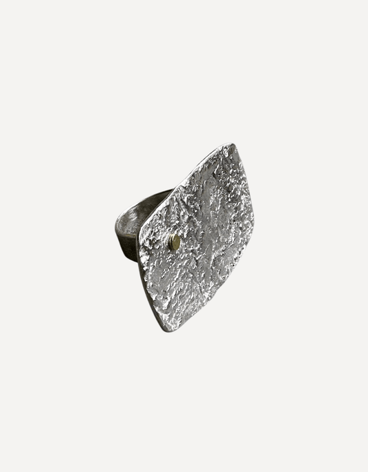 Chunky Silver Square Ring with Gold Dot - Lucy Spink - Beside The Wave