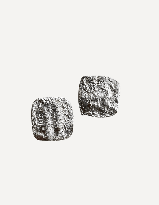 Chunky Silver Square Studs with Gold Dot - Lucy Spink - Beside The Wave