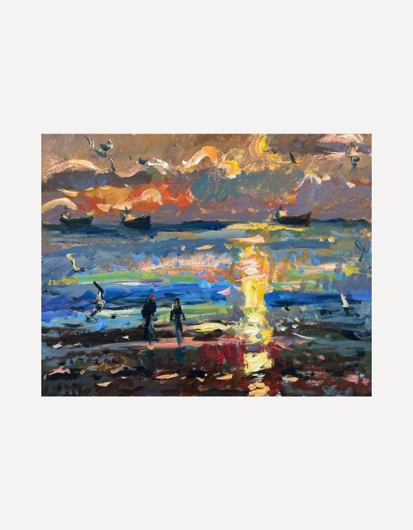 Cornish Sunrise with Tankers and Gulls, Maenporth - Andrew Tozer - Beside The Wave