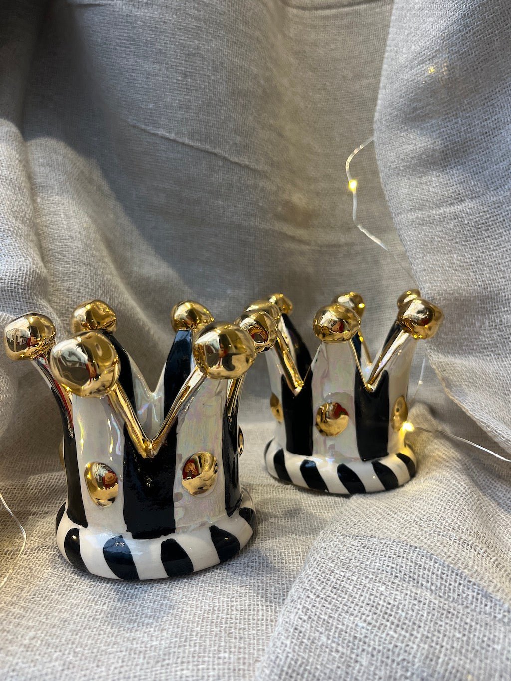 Crown Candleholder "Black and White stripe" - Mary - Rose Young - Beside The Wave