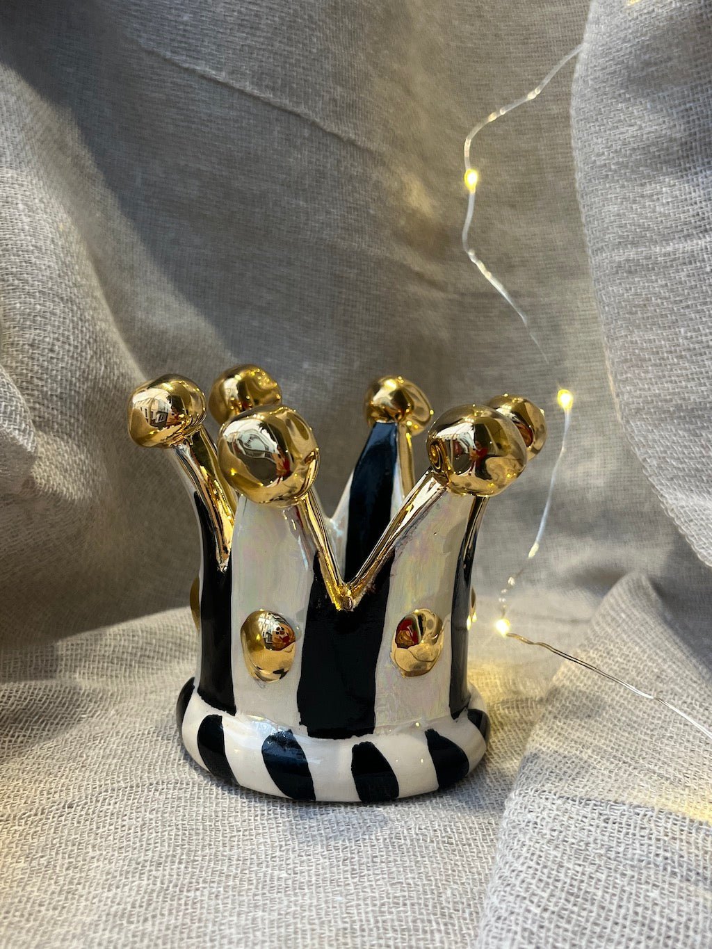 Crown Candleholder "Black and White stripe" - Mary - Rose Young - Beside The Wave