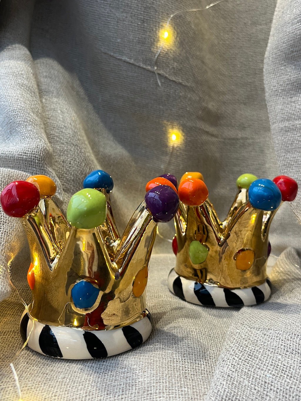 Crown Candleholder "Gold, Multi Coloured" - Mary - Rose Young - Beside The Wave
