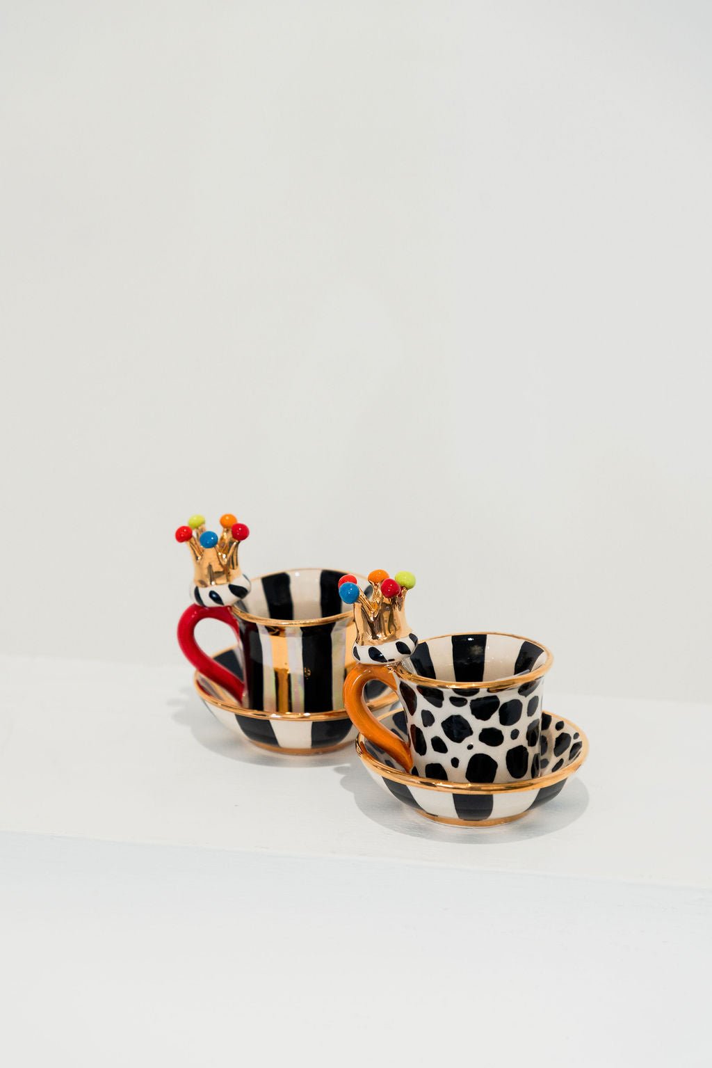 Crown Handled Demi Tasse & Saucer (Dalmatian) - Mary - Rose Young - Beside The Wave