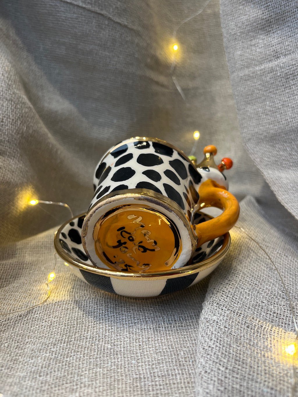 Crown Handled Demi Tasse & Saucer (Dalmatian) - Mary - Rose Young - Beside The Wave