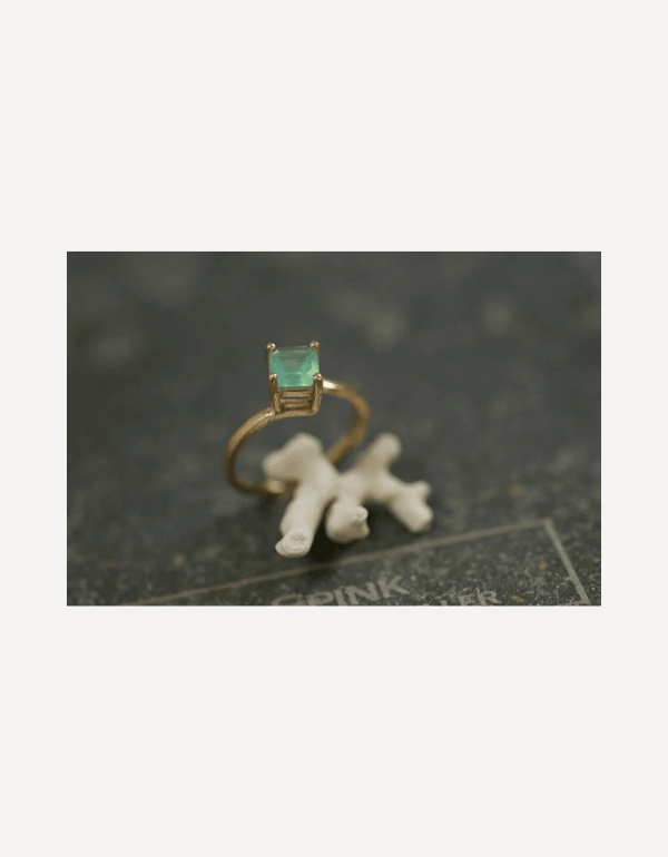 Cushion cut Peruvian blue opal ring - Lucy Spink - Beside The Wave
