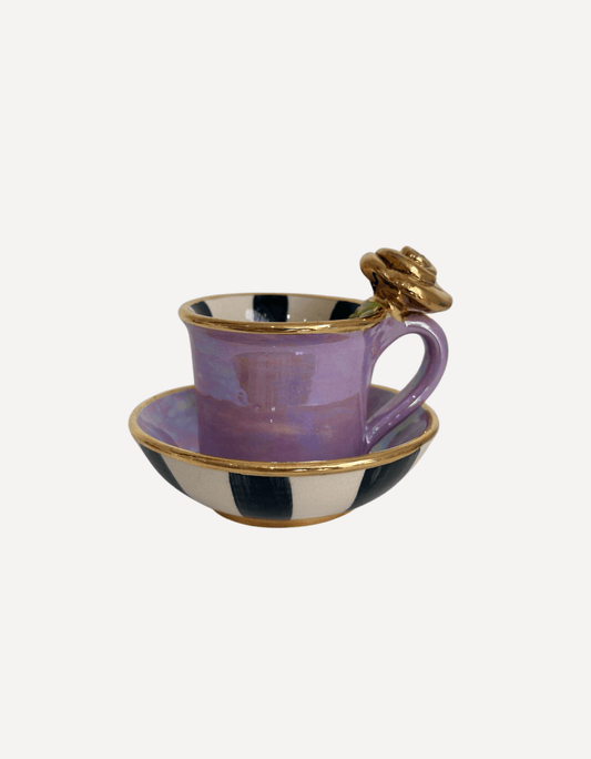 Dami Tasse with Rose & Saucer, Purple - Mary - Rose Young - Beside The Wave