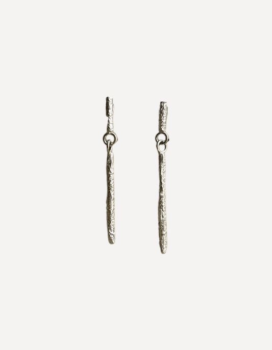 Double Bar Drop Reticulated Silver Earrings - Lucy Spink - Beside The Wave