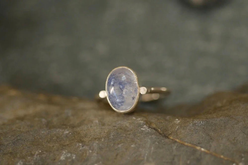 Dumortierite Quartz Silver Ring-Lucy Spink-Beside The Wave