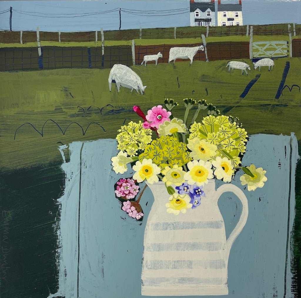 Easter Primroses and Sheep - Emma Dunbar - Beside The Wave