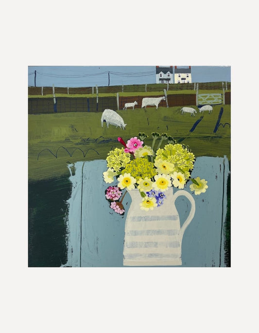 Easter Primroses and Sheep - Emma Dunbar - Beside The Wave