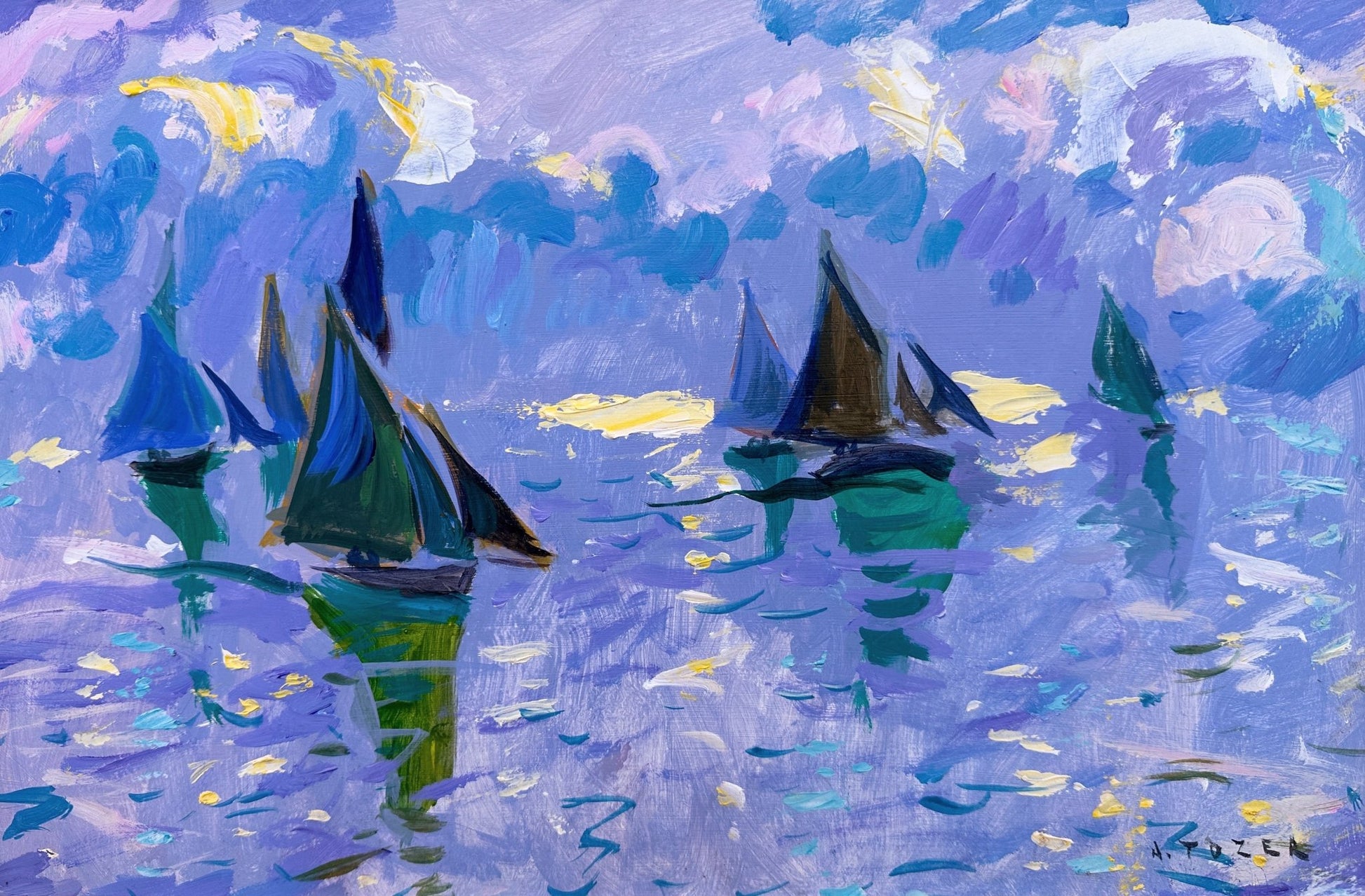 Emerald and Mauve, Cornish Sails - Andrew Tozer - Beside The Wave