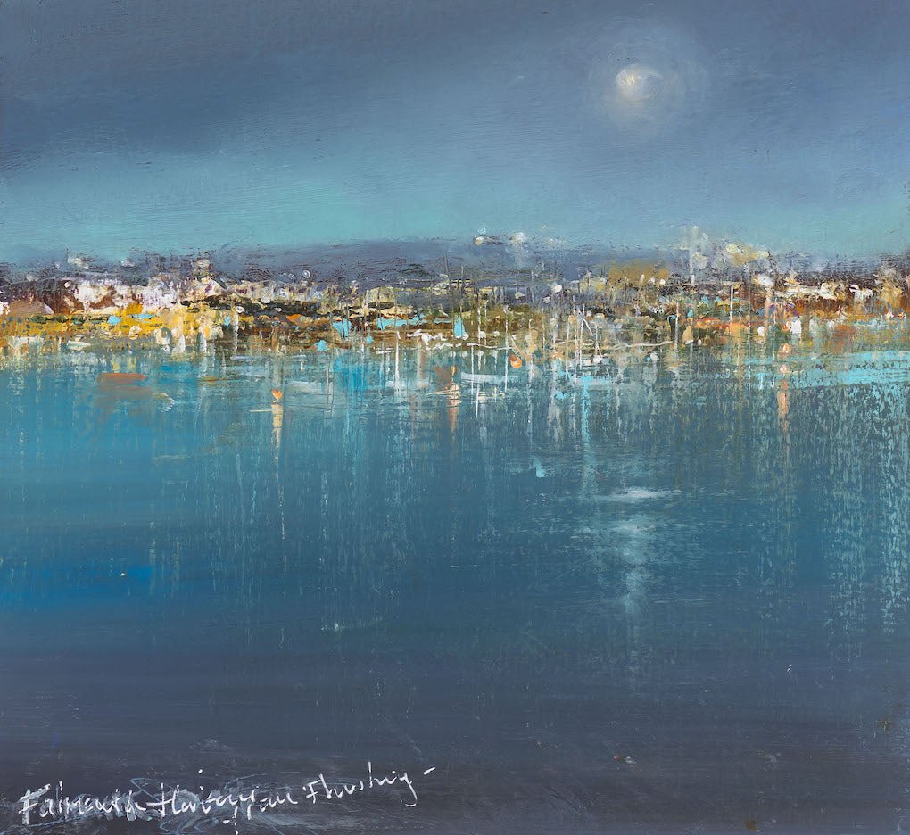 Evening Lights and Reflections Falmouth Harbour - Amanda Hoskin - Beside The Wave