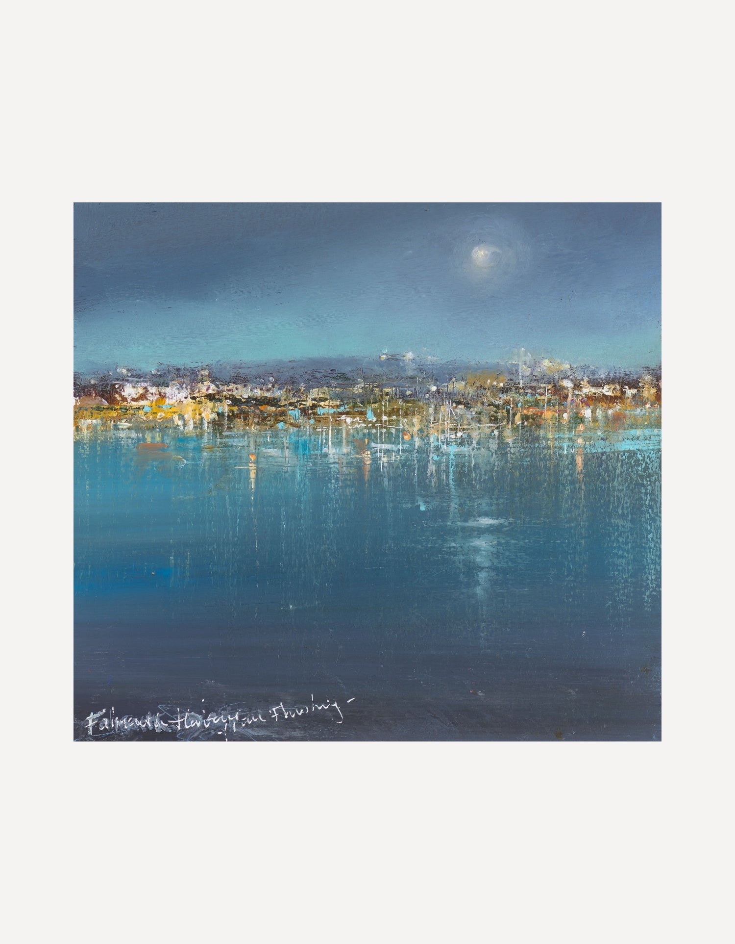 Evening Lights and Reflections Falmouth Harbour - Amanda Hoskin - Beside The Wave