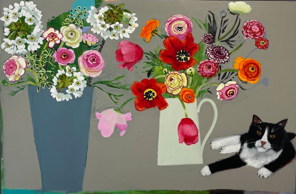 Fabulous Flowers and A Black & White Cat - Emma Dunbar - Beside The Wave