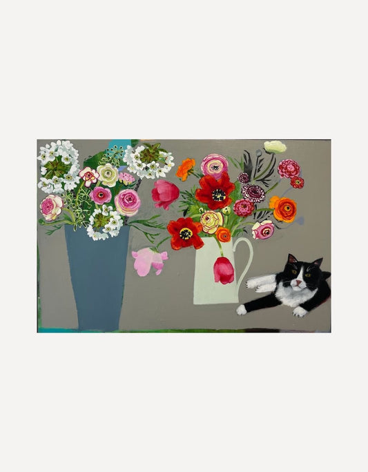 Fabulous Flowers and A Black & White Cat - Emma Dunbar - Beside The Wave