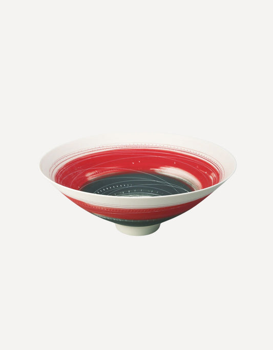 Footed Bowl (Red and Black) - Ali Tomlin - Beside The Wave