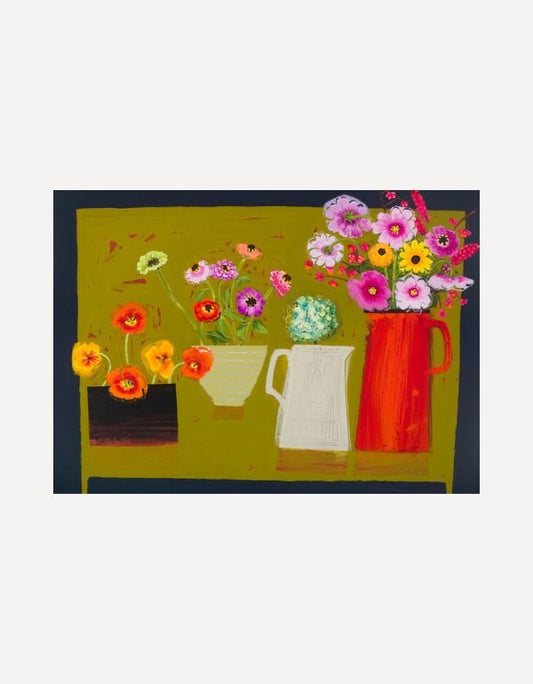 Four Vases of Joyous Flowers - Emma Dunbar - Beside The Wave