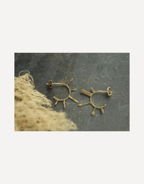 Gold plated lichen mini hoops - Lucy Spink - Beside The Wave