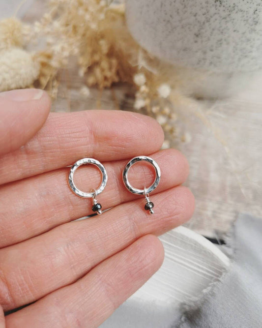 Hollow Pebble and Peacock Pearl Studs (Mini Pearl) - Cat Birch - Beside The Wave